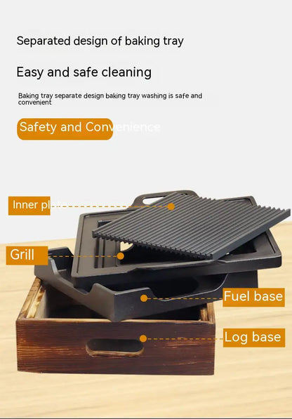 Smokeless Portable BBQ Grill Korean Japanese Barbecue Grill Charcoal BBQ Oven Alcohol Stove Household Non-stick Cooking Tools