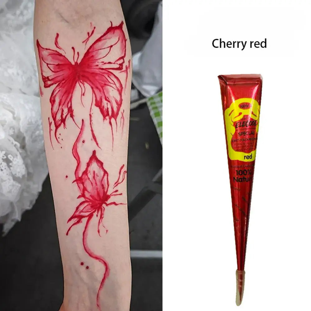 25g Indian Henna Dark Red Tattoo Paste Temporary Henna Cone For Tattoo Body Art Sticker Special Body Art Paint Henna