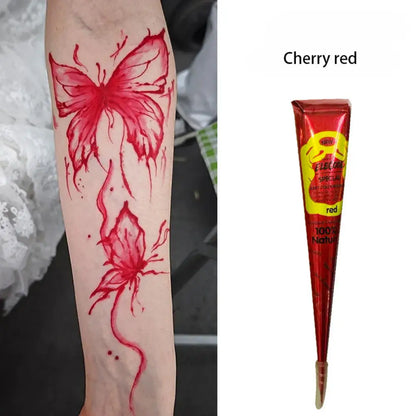 25g Indian Henna Dark Red Tattoo Paste Temporary Henna Cone For Tattoo Body Art Sticker Special Body Art Paint Henna