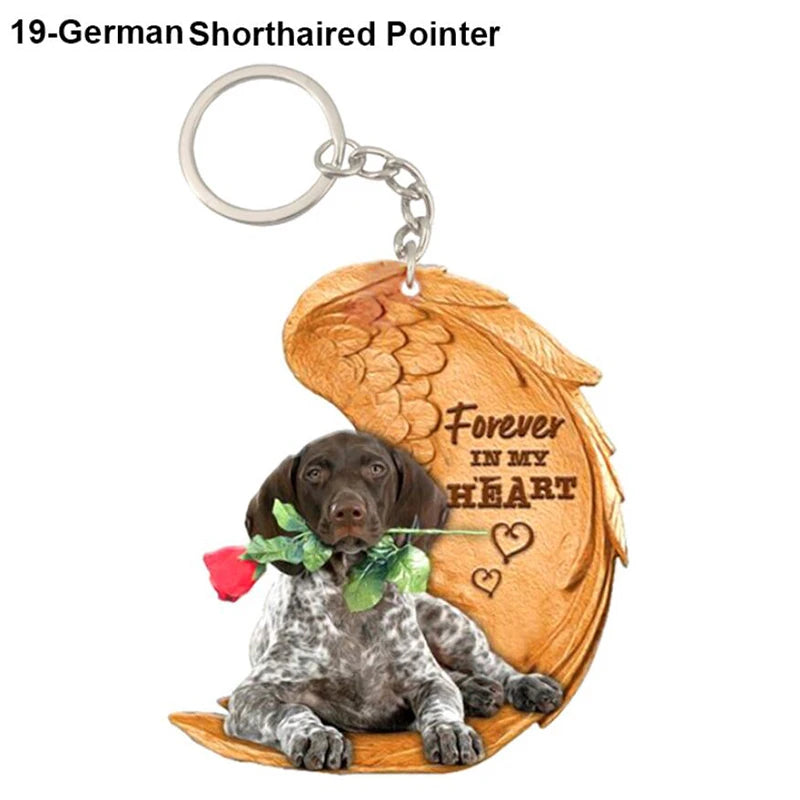 Dog Memorial Keychain - Forever In My Heart Angel Pendant Pet Jewelry Gift