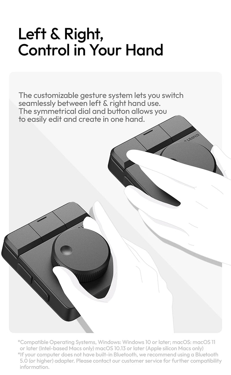 Uianzi D100H Dial Creative Controller Video Editing Assistant for Youtube Tiktok PR PS Support Bluetooth Key Production Console