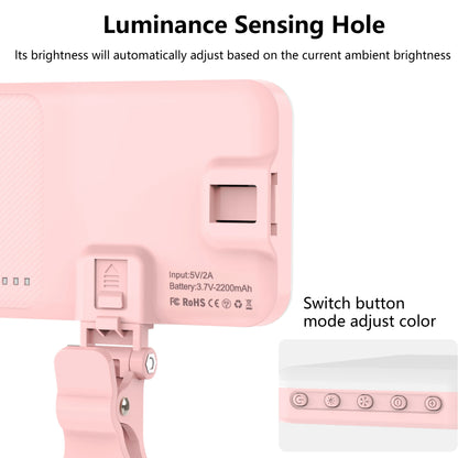 LED Selfie Light 60 High Power Rechargeable Clip Fill Video Light  for Phone iPad with Front & Back Clip Adjusted 3 Light Modes
