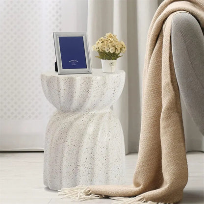 Contemporary Lightweight Concrete Accent Side Table Patio Hourglass Side End Table Garden Stool for Living Room Office