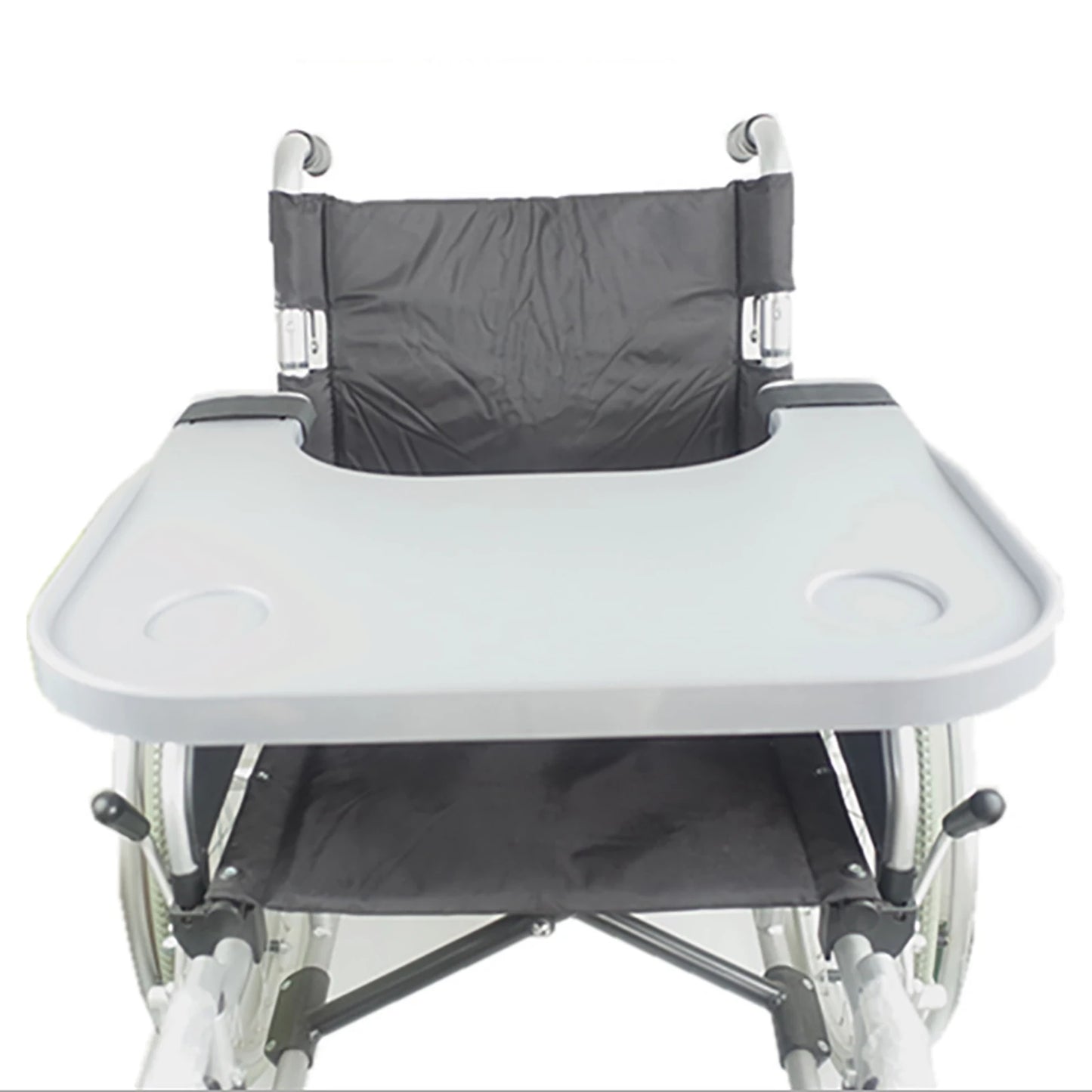 ABS Removable Wheelchair Tray Table w/2 Cup Holders Disabled Portable Lap Tray