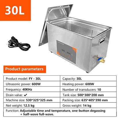 FanYing 30L 900W 600W Digital Ultrasonic Cleaner Heating Timer Ultrasonic Bath Laboratory Automotive Engine Large-Scale Cleaning