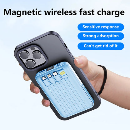 Blue Wireless Magnetic power bank Wireless fast charging up to 22.5w with LED digital power display