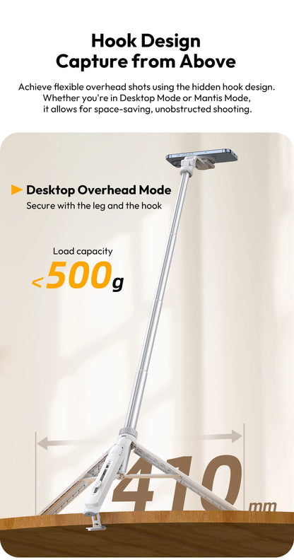 Ulanzi TT88 Overhead Selfie Stick 1.44M with MagSafe Clamp Photograph Tripod for Phone Livestreaming Vlog with Remote Control