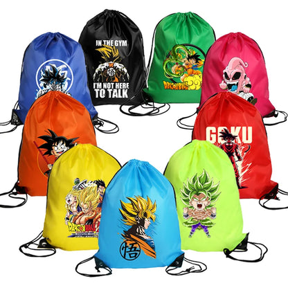 Dragon Ball Drawstring Bag Boys Goku Anime Figure String Pocket Swimming Pool Clothes Shoes Storage Waterproof Backpack Gifts