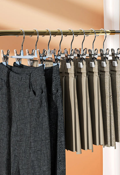 5-10pcs Clothes Rack With Adjustable Clip Anti-Slip Metal Windproof Clothes Hanger Pants Jacket Skirt Clip Closet organizer