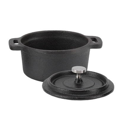 Cast Iron Pot Dutch Oven with Lid Double Traditional Thickened Cooker with Handle for Slow Cooking Barbecue Pasta Kitchen Tool