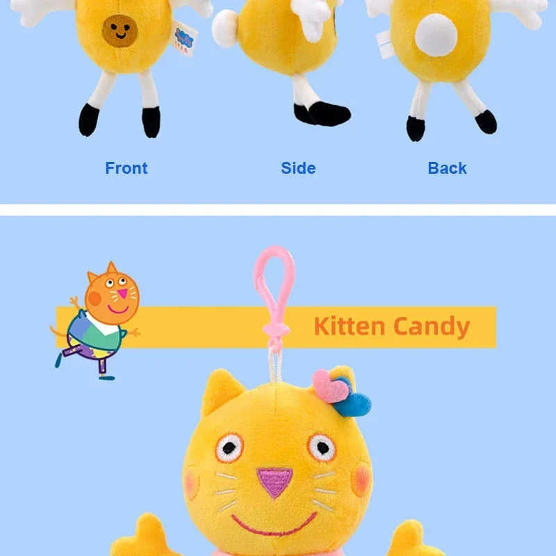 19CM Genuine Peppa Pig George Emily Candy Dennie Pedro Stuffed Plush Toys Keyring Animal Doll Pendant Children's Birthday Gifts