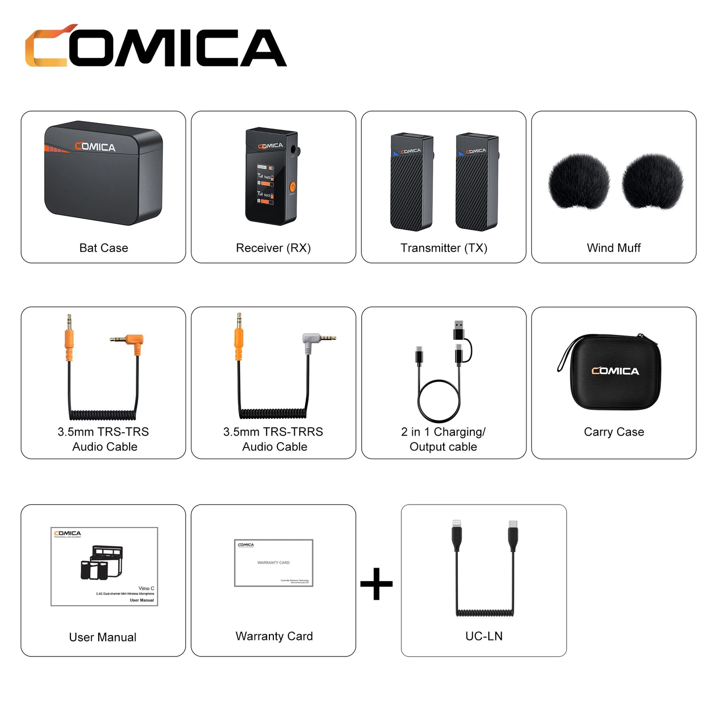 Comica Vimo C 2.4G Mini Wireless Lapel Microphone with Charging Case, for Smartphone Camera Podcast Interview YouTube Facebook