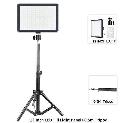 LED Photography Video Light Panel Lighting Photo Studio Lamp Kit with 8/12 Inch Adjustable Brightness,for YouTube Live Streaming