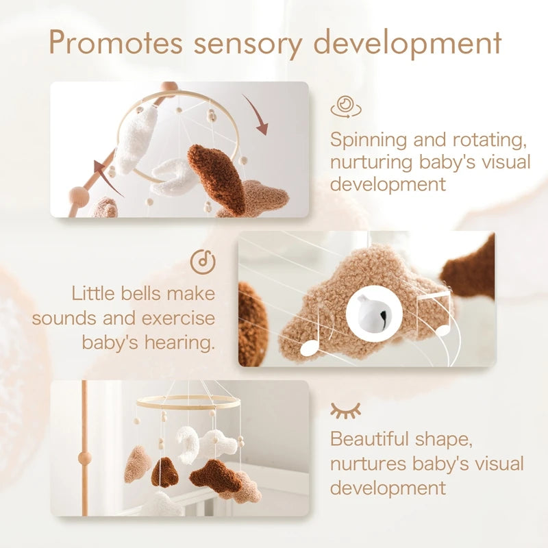 Baby Crib Mobile Bed Bell Toys Musical Rattle Educational Toys Bed Bell Newborn Mobile Bed Bell Bracket Baby Hanging Toys Holder