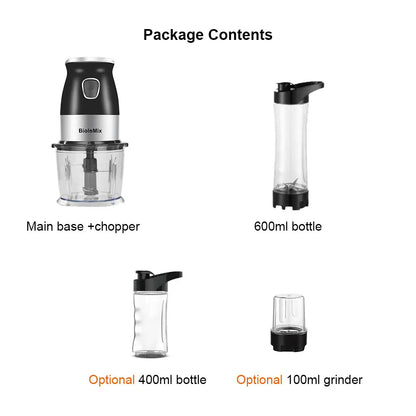 BPA FREE 500W Portable Personal Blender Mixer Food Processor With Chopper Bowl 600ml Juicer Bottle Meat Grinder Baby Food Maker