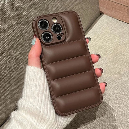 Colorful Down Jacket pattern silicon phone case for iPhone 16 15 14 13 12 11 Pro Max Plus full camera shockproof soft back cover