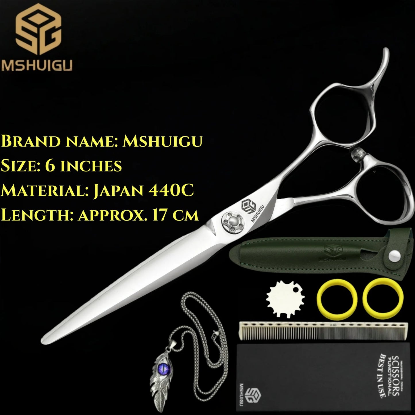 MSHUIGU professional barber Small size scissors 440C 5-5.5-6inch Multifunctional thinning shears Salon Tool Accessories