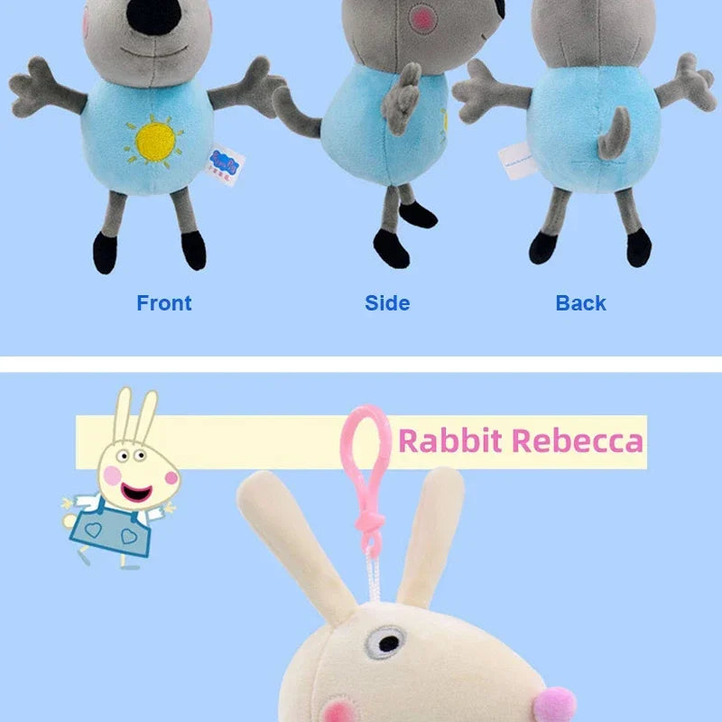 19CM Genuine Peppa Pig George Emily Candy Dennie Pedro Stuffed Plush Toys Keyring Animal Doll Pendant Children's Birthday Gifts