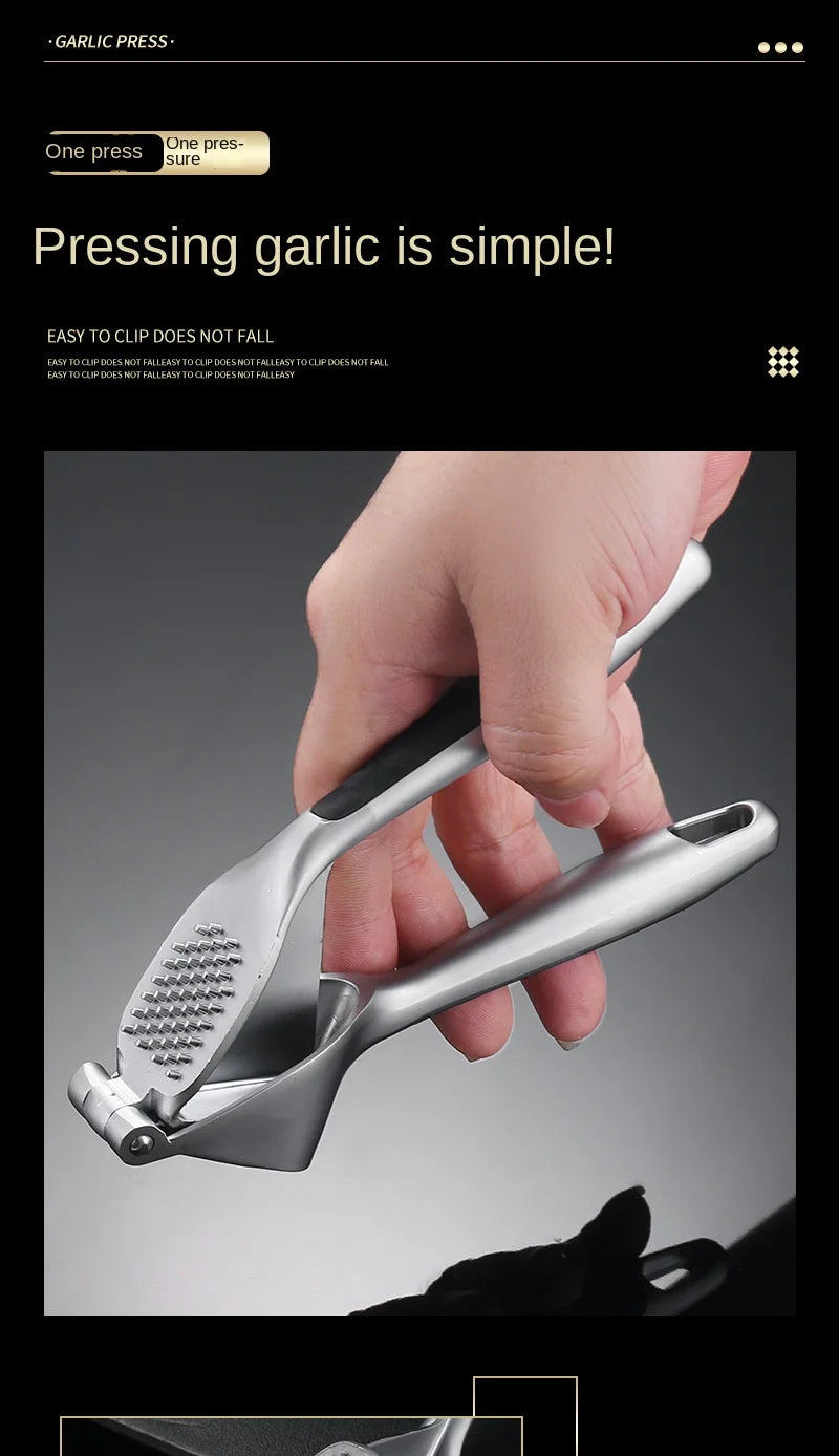 1pcs Garlic Press Easy to Squeeze and Clean with Soft Easy Squeeze Ergonomic Handle  Zinc Alloy Garlic Mincer & Crusher