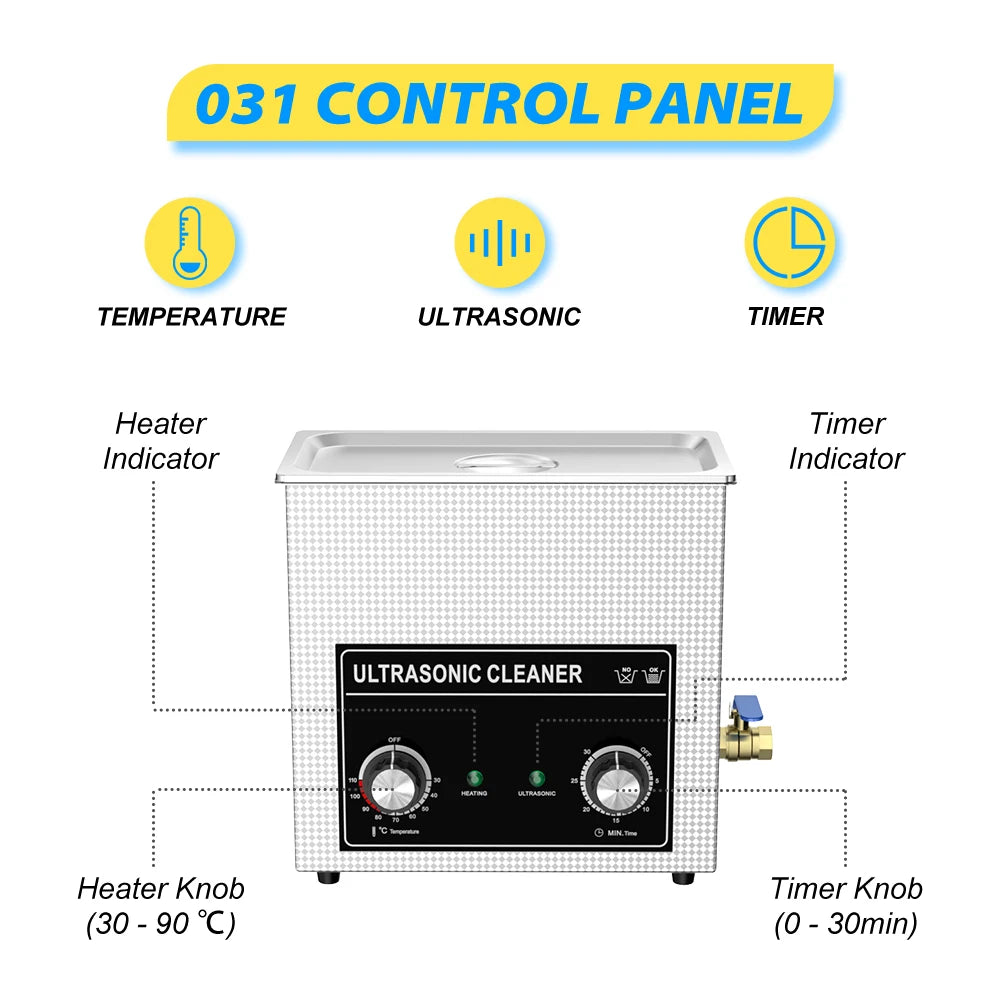6.5L Vinyl Record Ultrasonic Cleaner with Bracket(Set) for Wash LP 12 Inch Records Label Saver Aluminum CNC Made 220V EU Plug