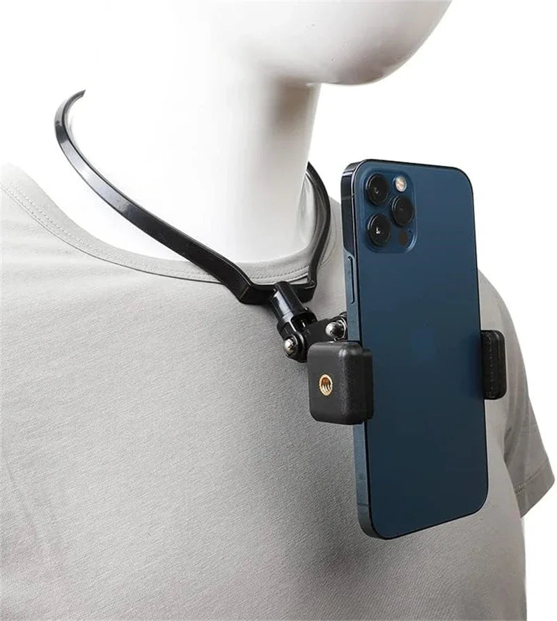 POV Vlog Smartphone Selfie Neck Holder Hands Free Wearable Lazy Phone Stand Universal Hanging Mount for IPhone GoPro Dock racket