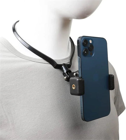 POV Vlog Smartphone Selfie Neck Holder Hands Free Wearable Lazy Phone Stand Universal Hanging Mount for IPhone GoPro Dock racket