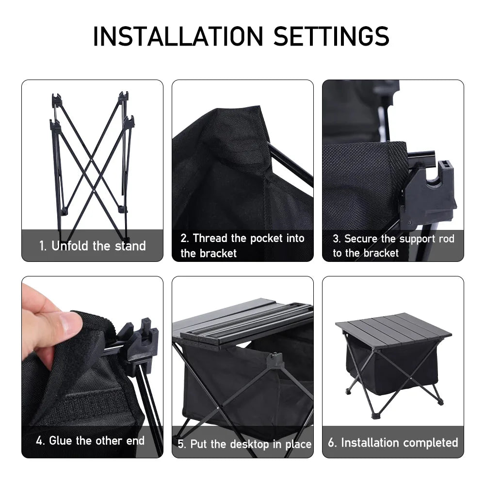 【Breeins】Portable Camping Folding Egg Roll Table with Storage Bag Outdoor Picnic Barbecue Stall Table