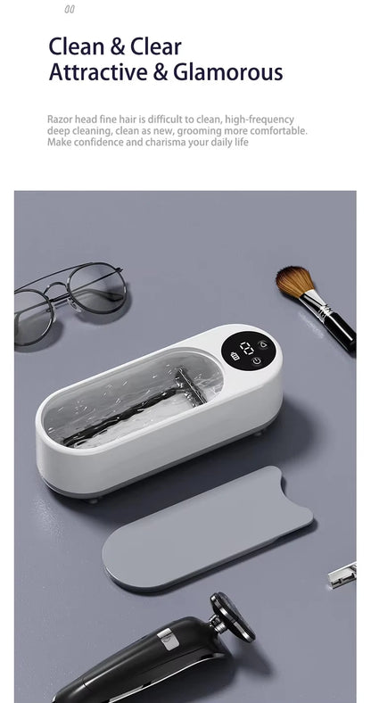Ultrasonic Silver Gold Cleaner High Frequency Vibration Glasses Cleaner Makeup Brush Cleaner USB Rechargeable for Coins Dentures