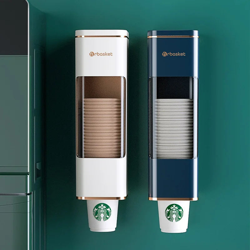 Disposable Cup Holder Cup Extractor Wall Mounted Non Perforated Dust-Proof Moisture-Proof Storage Rack