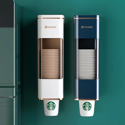 Disposable Cup Holder Cup Extractor Wall Mounted Non Perforated Dust-Proof Moisture-Proof Storage Rack