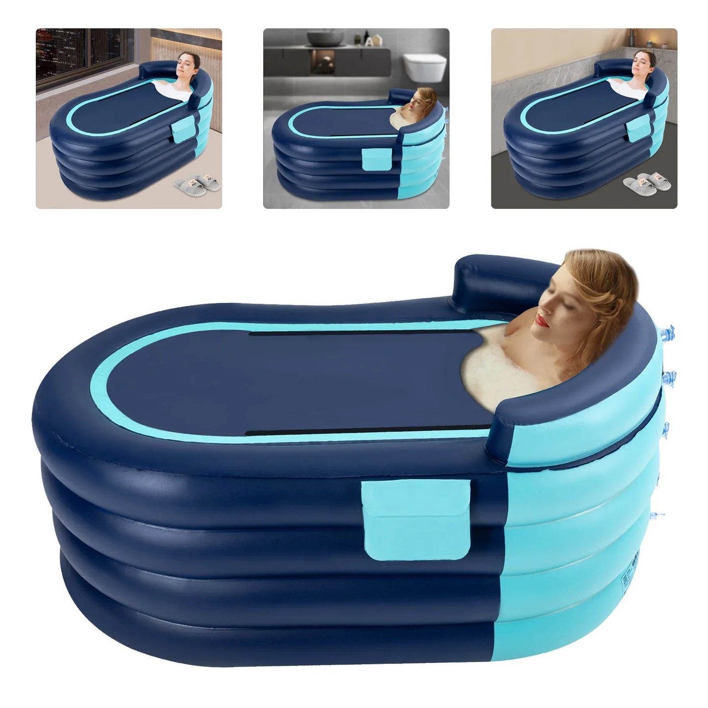 1.4m 4 layers Foldable Bathtub Household Inflatable Adult Bathtub With Wireless Electric Air Pump for Hot Water and Ice Bath