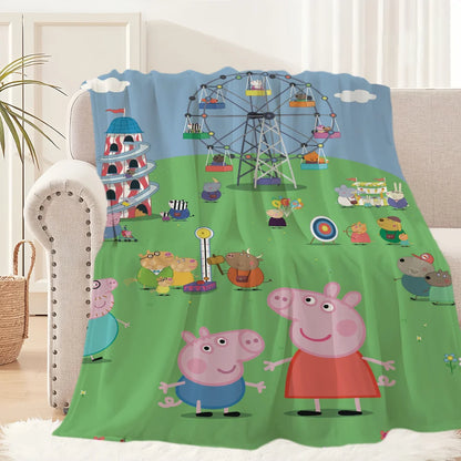 Cartoon Cute P-Pep-pa P-Pig Blanket Blanket for Couch Sofa Travel Home Hiking Picni Bed Beding Flannel Blanket birthday gift