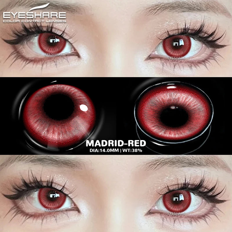 EYESHARE Cosplay White Colored Contact Lenses 2pcs Crazy Red Contact Lenses Anime Black Eye Lenses Halloween Beauty Makeup Lens