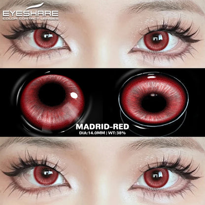 EYESHARE Cosplay White Colored Contact Lenses 2pcs Crazy Red Contact Lenses Anime Black Eye Lenses Halloween Beauty Makeup Lens