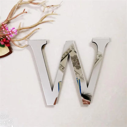 Gold English Letters Wall Stickers 20cm Acrylic Wall Art Alphabet Self-adhesive 3D Mirror+EVA Numbers Ornaments For Home Decor