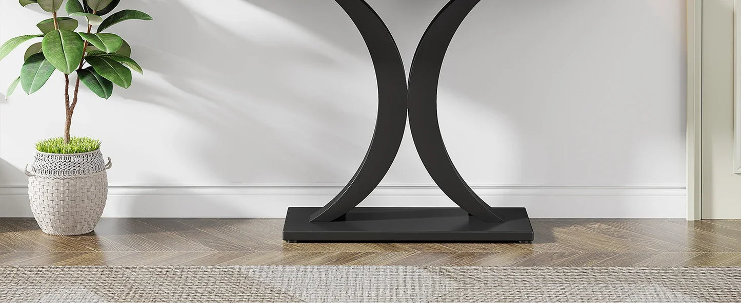 Tribesigns Industrial Console Table, 40 inch Narrow Entryway Foyer Table with Geometric Base, Rustic Hallway Accent Table