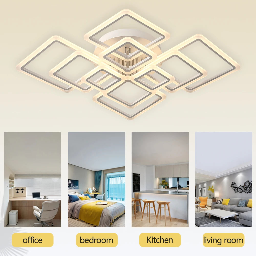 Modern LED Ceiling Light Dimmable Ceiling Lamp Fixture  Acrylic Flush Mount Ceiling Chandelier Lighting for Living Room Home