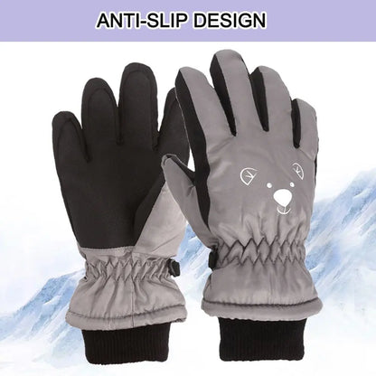 Winter Children Boys Girls Cute Cartoon Non-slip Thick Warm Sports Mittens Kids Ski Gloves Waterproof