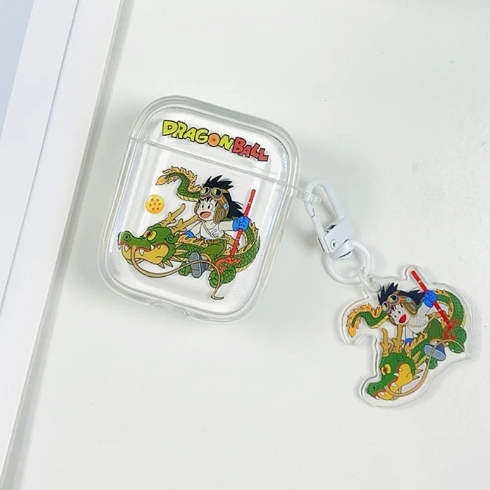 Dragon Ball Z Son Goku Anime Transparent Earphone Case for Airpods 4 1 2 3 Pro 2 Protective Shell with Pendant Headphone Cover