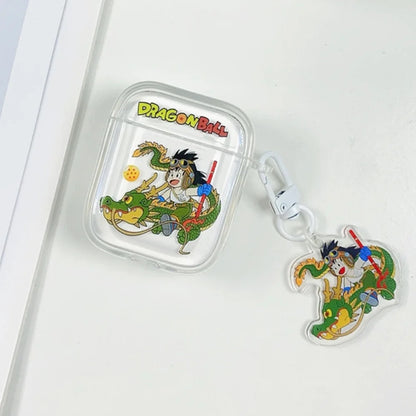 Dragon Ball Z Son Goku Anime Transparent Earphone Case for Airpods 4 1 2 3 Pro 2 Protective Shell with Pendant Headphone Cover