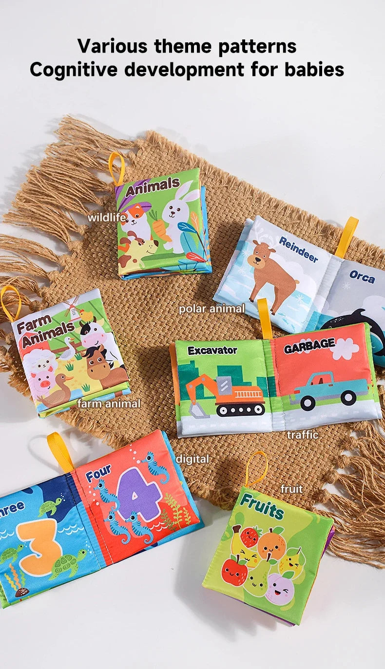 Children Early Educational Toys Rustle Sound Soft Cloth Book Fruits Animal Numbers Food Means of Transportation Cognition Toys