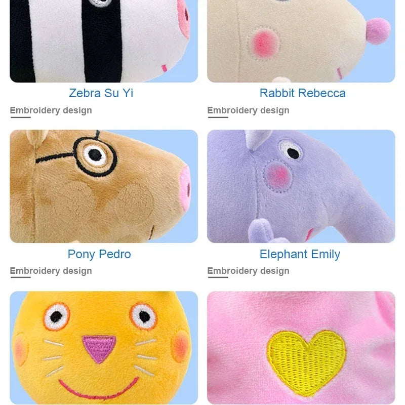 19CM Genuine Peppa Pig George Emily Candy Dennie Pedro Stuffed Plush Toys Keyring Animal Doll Pendant Children's Birthday Gifts