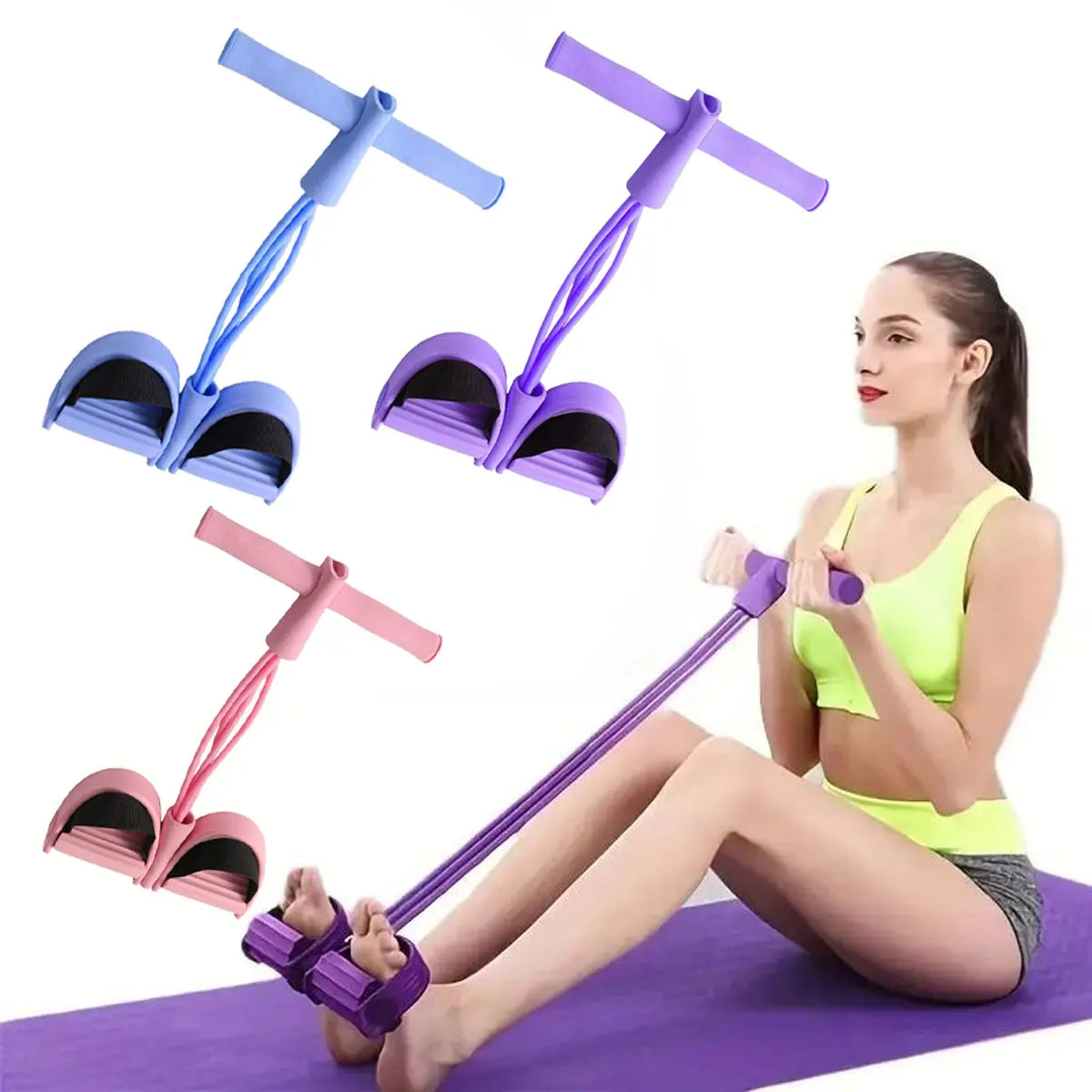 Tension Rope Sit-up Handle Waist Abdomen Exercise Training Elastic Yoga Pedal Puller Resistance Band Fitness Equipment