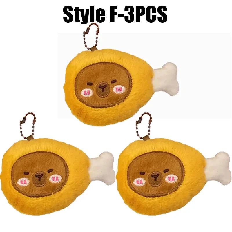 Cartoon Capybara Pendant Decoration Soft Plush Bread Key Chain Plush Stuffed Croissant Food Plush Keychain Hanging Accessory