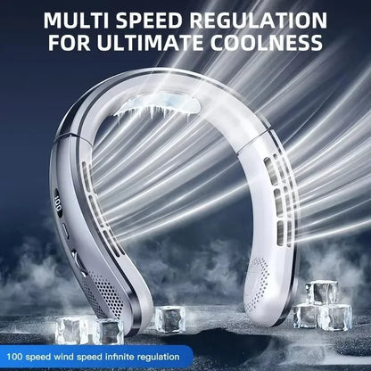 5000mAh Portable Mini Hanging Neck Fan Bladeless Neckband Fan Digital Display Power Air Cooler USB Rechargeable Electric Fans