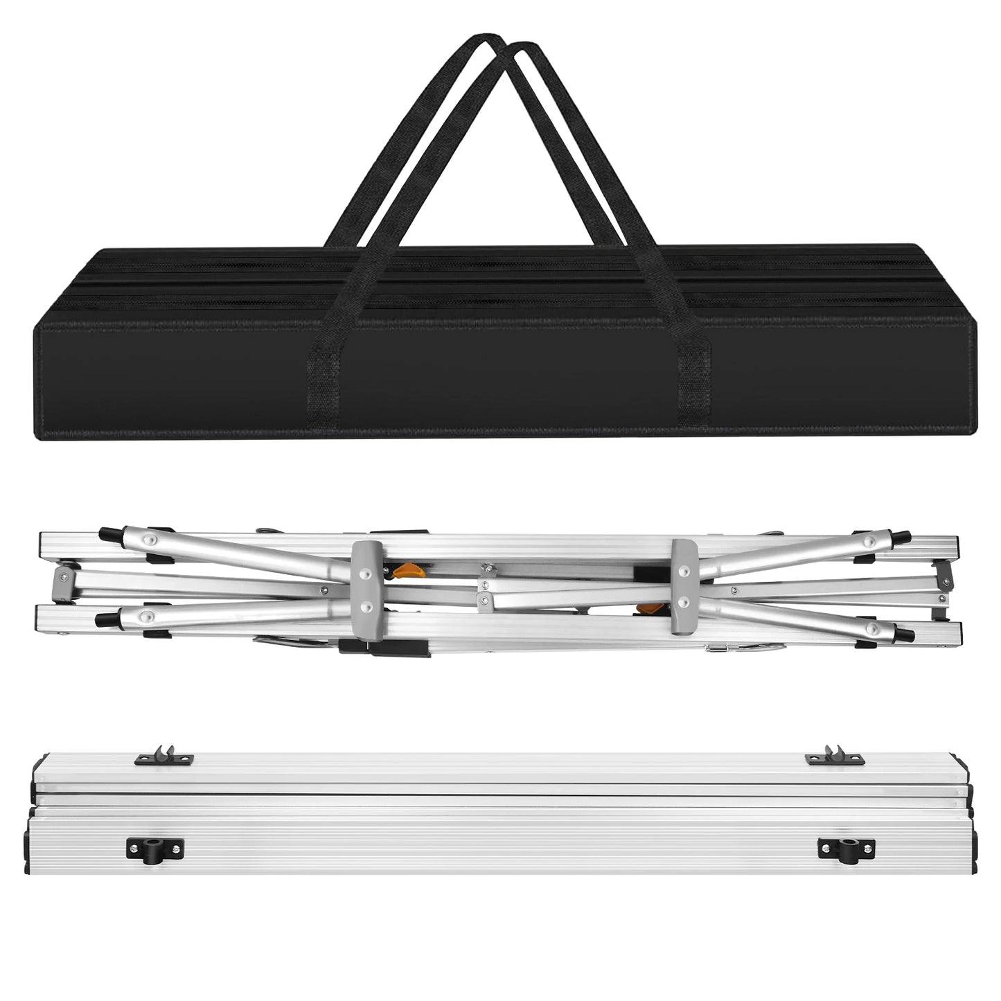 Foldable Aluminum Picnic Table 90x52x68cm, Height Adjustable 45-68 cm, Stable Structure, Anti-slip, Carry Bag