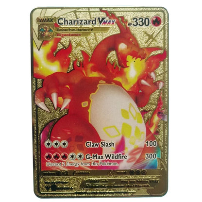 Pokémon 32er-Karten Goldmetall-Pokémon-Karten Englisch Harte Eisenkarten Mewtu Pikachu Gx Glurak Vmax Paket Spielkollektion