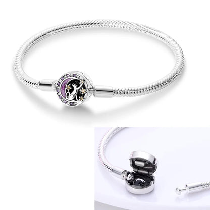 925 Sterling Silver Charm Bracelet - Leaf, Clover, Butterfly & Heart Design | 17-20cm Adjustable