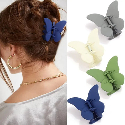 Matte Butterfly Hair Claw Solid Simple Ponytail Holders Barrettes Sweet Fairy Hair Clip Elegant Hairpin Claw Styling Accessories