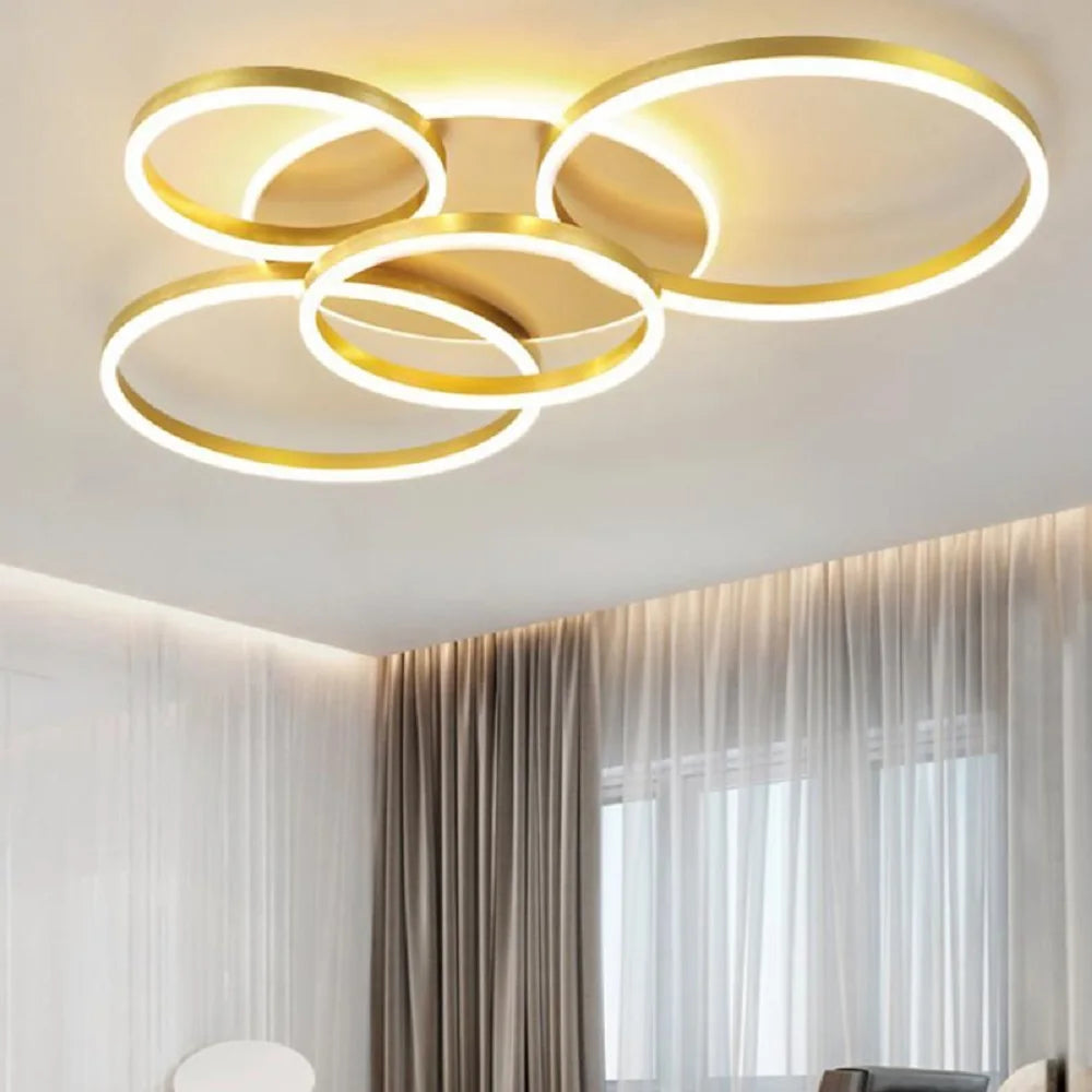 KOMORE Classic Golden Loops Energy Efficient LED Ceiling Light, Cool White / Stepless Dimming for Office, Living Room, Bedroom
